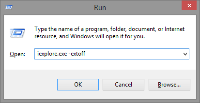 5.2 Käivita - iexplore.exe -extoff