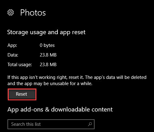 Lähtestage Windows 10 fotod