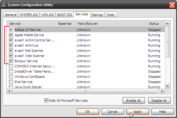 MSconfig Utility 5 diagnostika abil Windowsi tõrkeotsing