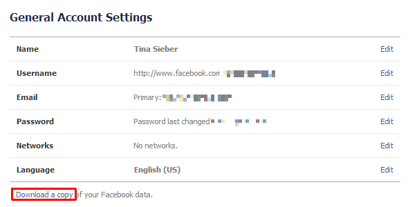 Laadige alla Facebooki andmed