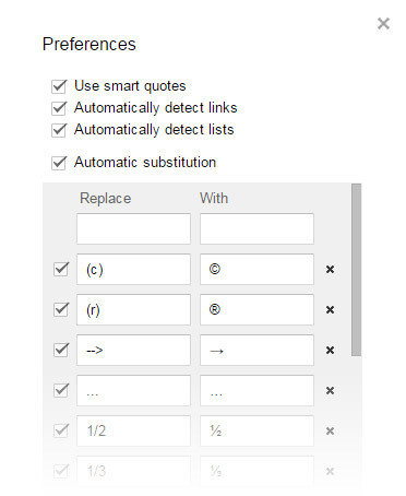 Google Docs Preferences