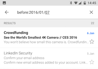 Android Gmail enne märksõna otsimist